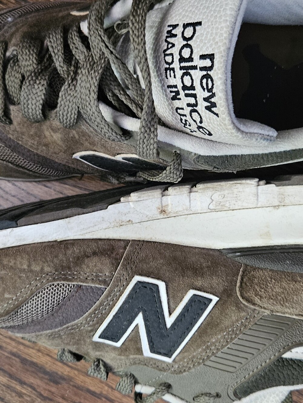 New Balance Olive Green Suede Athletic Sneakers - Picture 2 of 9